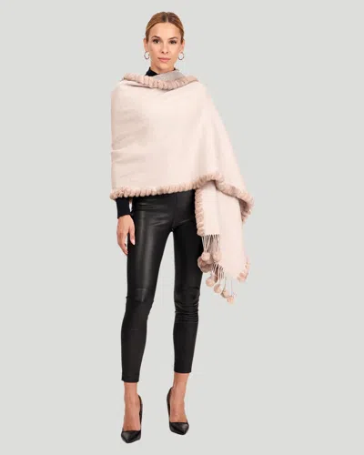 Gorski Double Face Cashmere And Wool Stole With Rex Rabbit Trim In Brown