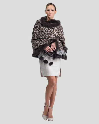 Gorski Double Face Cashmere Stole With Fox Trim In Multi