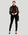 Gorski Double Face Cashmere Stole With Rex Rabbit Trim In Black