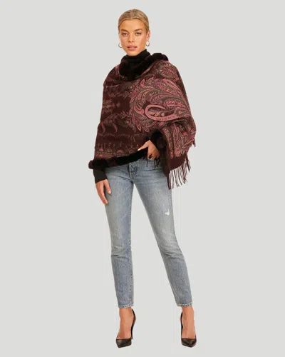 Gorski Double Face Cashmere Stole With Rex Rabbit Trim In Multi