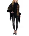 Gorski Double Face Cashmere Stole With Toscana Lamb Tape Top And Bottom In Animal Print