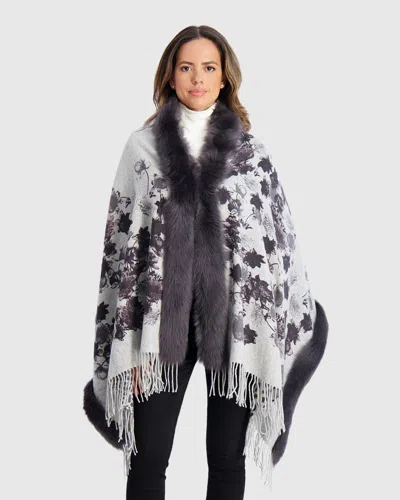 Gorski Double Face Cashmere Stole With Toscana Lamb Tape Top And Bottom In Purple