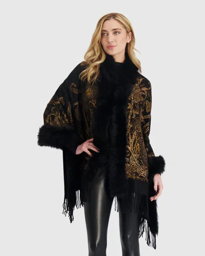 Gorski Double Face Cashmere Stole With Toscana Lamb Tape Top And Bottom In Orange