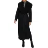 Gorski Double Face  Wool And Cashmere Coat With Detachable Genuine Shearling Collar With Belt In Black