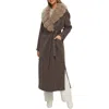 Gorski Double Face  Wool And Cashmere Coat With Detachable Genuine Shearling Collar With Belt In Brown