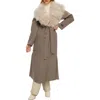 Gorski Double Face  Wool And Cashmere Coat With Detachable Genuine Shearling Collar With Belt In Brown