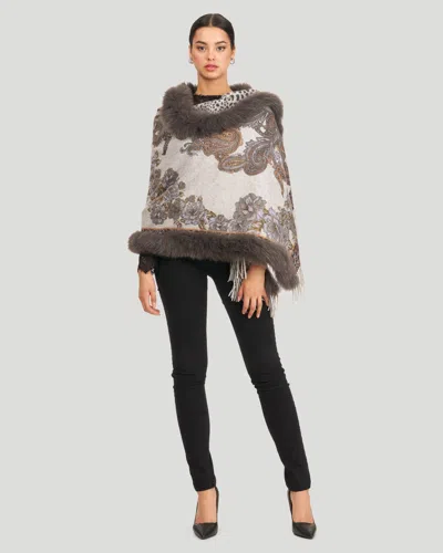 Gorski Double Faced Cashmere Stole With Fox Trim In Multi