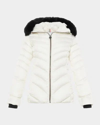 Gorski Down Apres-ski Jacket With Detachable Toscana Lamb Hood Trim In Animal Print