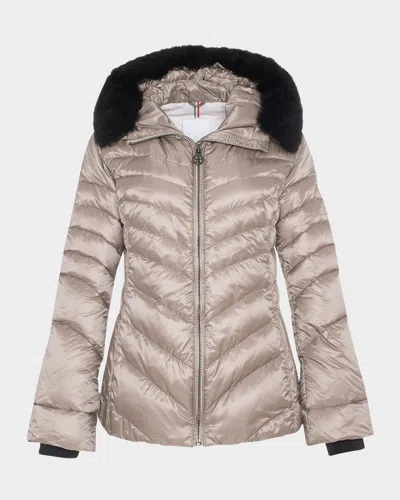 Gorski Down Apres-ski Jacket With Detachable Toscana Lamb Hood Trim In Multi