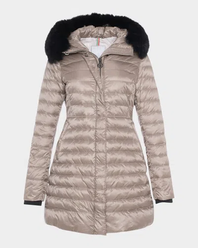 Gorski Down Apres-ski Jacket With Detachable Toscana Lamb Hood Trim In Nude