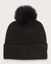 Gorski Embellished Toscana Lamb Pom Knit Beanie In Black