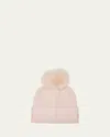 Gorski Embellished Toscana Lamb Pom Knit Beanie In Pink