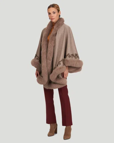 Gorski Embroidered Wool And Cashmere Cape In Beige