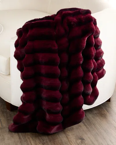 Gorski Faux Chinchilla Throw, 60" X 72" In Burgundy