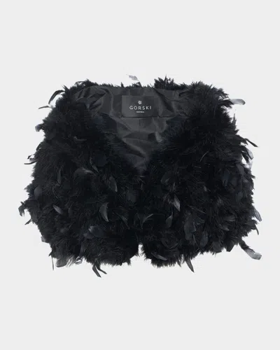 Gorski Feather Shoulder Shrug In Black