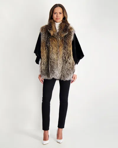 Gorski Fox Jacket With Mink Sleeves In Multi