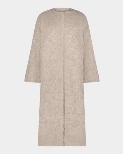 Gorski Fur-free Textured Faux Shearling Coat In Gray