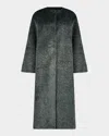 Gorski Fur-free Textured Faux Shearling Coat In Green