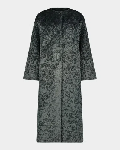 Gorski Fur-free Textured Faux Shearling Coat In Green