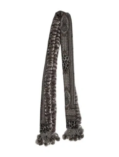 Pre-owned Gorski Fur Printed Scarf In Gray
