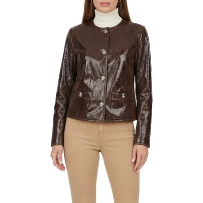 Gorski Genuine Metis Suede Pythn Printed Jacket In Brown