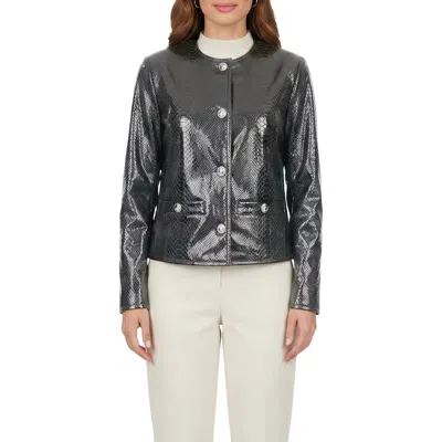 Gorski Genuine Metis Suede Pythn Printed Jacket In Gray