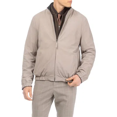 Gorski Genuine Nubuck Jacket Reversible To Cashmere & Wool Crafted From Loro Piana In Neutral