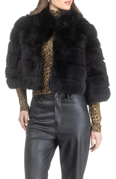 Gorski Genuine Shearling Bolero, Cropped Sleeves In Black