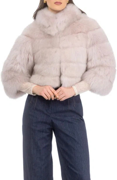 Gorski Genuine Shearling Bolero, Cropped Sleeves In Gray