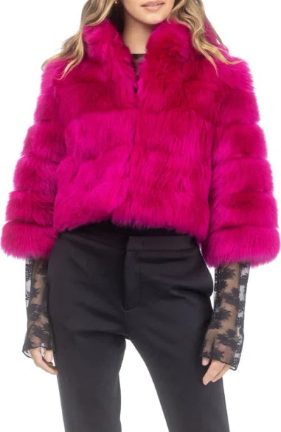 Gorski Genuine Shearling Bolero, Cropped Sleeves In Pink