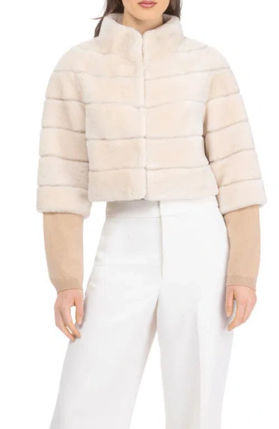 Gorski Genuine Shearling Bolero With Cropped Sleeves In Neutral