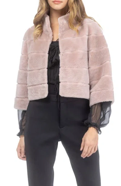 Gorski Genuine Shearling Bolero With Cropped Sleeves In Pink