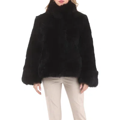Gorski Genuine Shearling Chevron Jacket, Horizontal Bottom And Reversible In Black