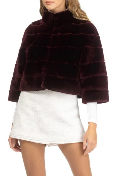 Gorski Genuine Shearling Cropped Bolero With Cropped Sleeves In Burgundy