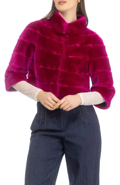 Gorski Genuine Shearling Cropped Bolero With Cropped Sleeves In Purple