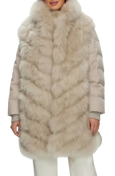 Gorski Genuine Shearling Diagonal Stroller With  Cashmere Back And Sleeves In Neutral