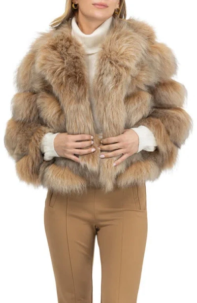 Gorski Genuine Shearling Jacket In Brown