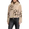 Gorski Genuine Shearling Jacket With  Insignia Intarsia, Reversible In Neutral