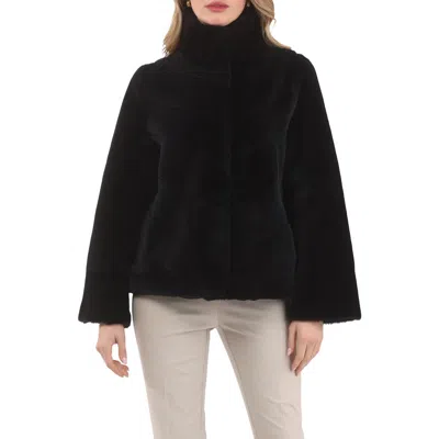 Gorski Genuine Shearling Reversible Chevron Jacket And Horizontal Bottom In Black