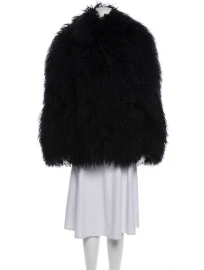 Pre-owned Gorski Goat Fur Fur Coat In Black