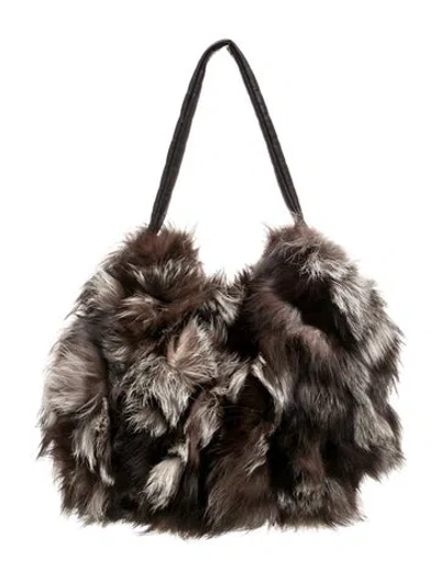 Pre-owned Gorski Gray Fox Shoulder Bag In Brown