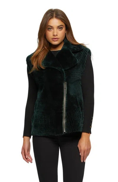 Gorski Grooved Pattern Shearling Lamb Vest In Green