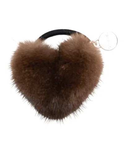 Gorski Hair Elastic With Heart Shaped Mink Fur Pompom In Brown