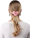 Gorski Hair Elastic With Heart Shaped Mink Fur Pompom In Pink