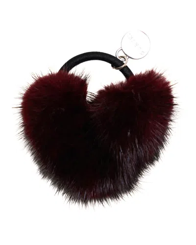 Gorski Hair Elastic With Heart Shaped Mink Fur Pompom In White