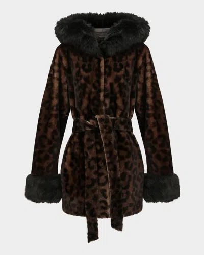 Gorski Hooded Lamb Shearling Parka With Merinillo Lamb Shearling Trim In Brown