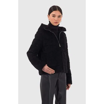 Gorski Horizontal Curly Shearling Lamb Jacket In Black