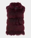 Gorski Horizontal Lamb Shearling Vest In Burgundy