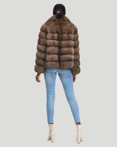 Gorski Horizontal Russian Sable Jacket With Leather Belt In Pink