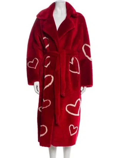 Pre-owned Gorski Intarsia Shearling Fur Coat In Red